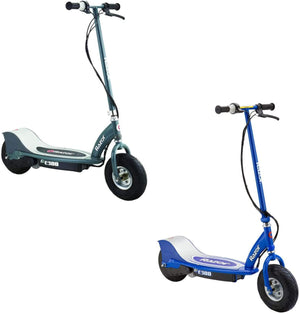 E300 Rechargeable Electric Motorized Ride on Kid Scooters, 1 Gray & 1 Blue