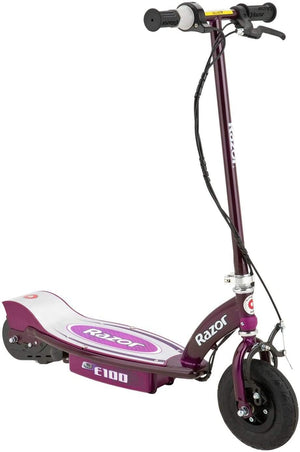 E100 Kids Ride on 24V Motorized Powered Electric Scooter Toy, Speeds up to 10 MPH with Brakes and Pneumatic Tires, Pink and Purple