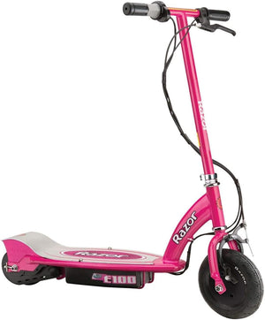 E100 Kids Ride on 24V Motorized Powered Electric Scooter Toy, Speeds up to 10 MPH with Brakes and Pneumatic Tires, Pink and Purple