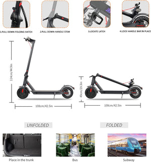 Electric Scooter for Adults, 8.5" Solid Tires 350W Motor Speed 15.8 MPH, up to 16 Miles, Long Range Battery, Portable Folding Electric Scooters for Adults