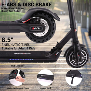 Folding Electric Scooter for Adults - 300W Brushless Motor Foldable Commuter Scooter W/ 8.5 Inch Pneumatic Tires, 3 Speed up to 19MPH, 18 Miles, Disc Brake & ABS, for Adult & Kids -  HURES18-M5