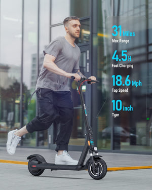 Electric Scooter Adults with Dual Shock Absorbers up to 31 Miles 18.6Mph,Turn Signal 500W Motor NFC Safety Lock,Ip67 Core Components Waterproof Foldable Scooter Electric for Adults