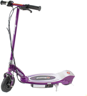 E100 Kids Ride on 24V Motorized Powered Electric Scooter Toy, Speeds up to 10 MPH with Brakes and Pneumatic Tires, Pink and Purple