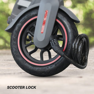 A8 Electric Scooter Adults & Scooter Lock, 28 Miles Long-Range Battery, Gyroscope Speed Control and Intelligent Light Sense, 9" Anti-Puncture Air Filled Tires, Max 630W Motor & Foldable