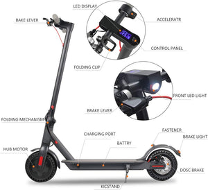 Electric Scooter for Adults, 8.5" Solid Tires 350W Motor Speed 15.8 MPH, up to 16 Miles, Long Range Battery, Portable Folding Electric Scooters for Adults